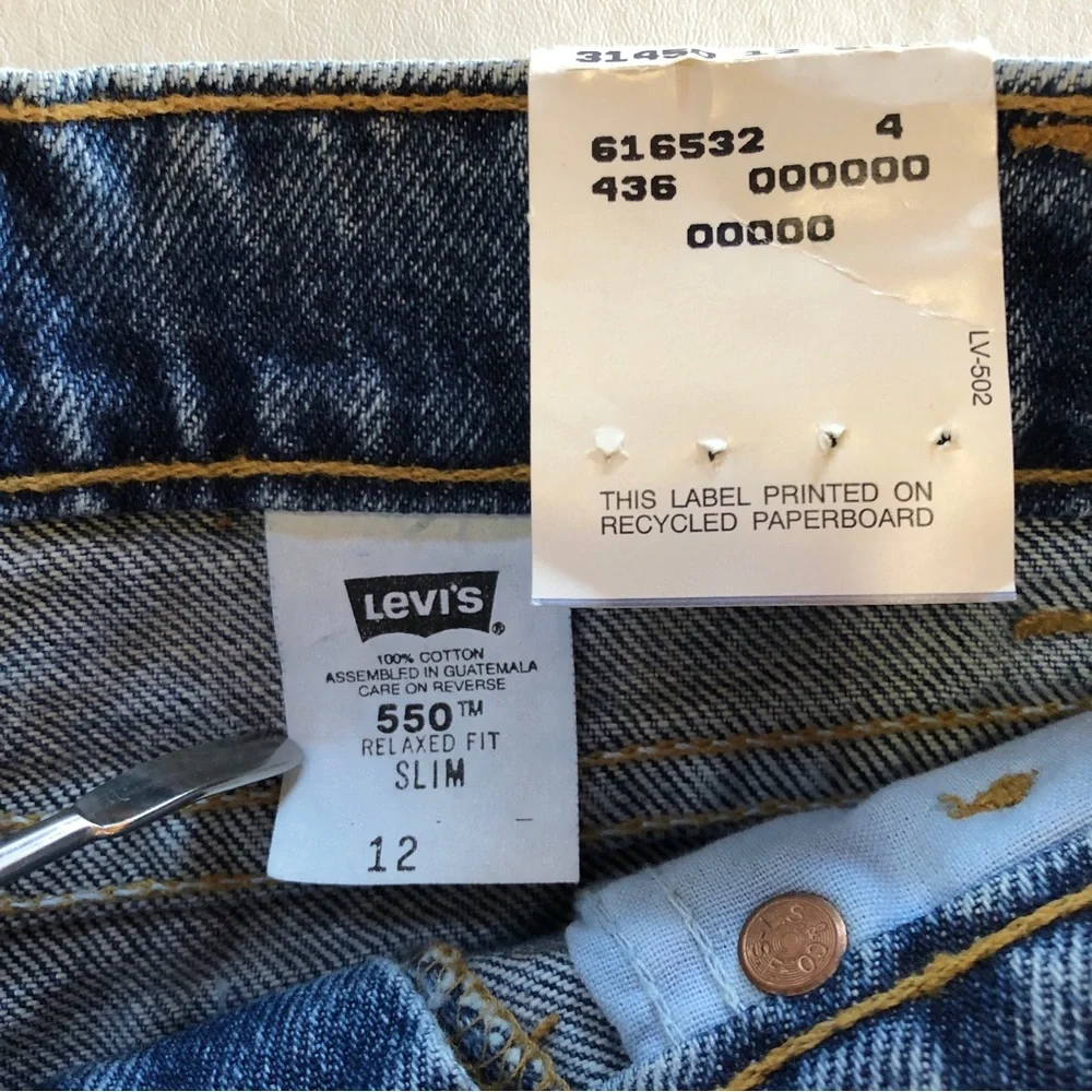 90s Levi’s “White Tab” 550 Slim Relaxed 12 Slim (W22 L27) Vintage NWT